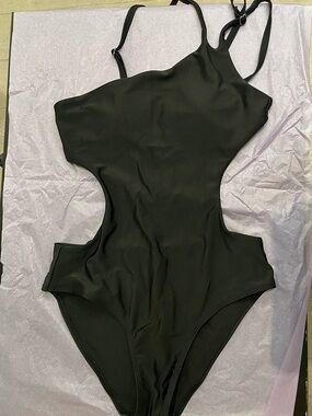 Black Cutout One-Piece Swimsuit - Adjustable Straps